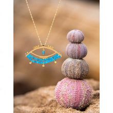 Load image into Gallery viewer, 925 Sterling Silver Evil Eye necklace with semiprecious stones and 24K Gold Plated 3.50cm,2cm

