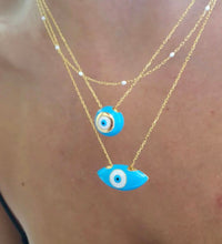 Load image into Gallery viewer, 925 sterling silver evil eye necklace with 24K gold plated 1.20cm-1.20cm
