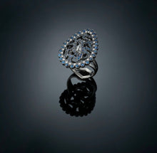 Load image into Gallery viewer, VARIOUS- 19R 18k solid gold ring with black rhodium,diamonds brilliant cut and blue sapphires
