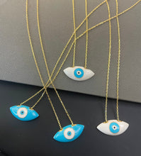 Load image into Gallery viewer, 925 sterling silver evil eye necklace with 24K gold plated 2.30cm-1cm
