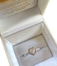 Load image into Gallery viewer, 18K solid white gold Ring with Diamonds heart brilliant cut, solitaire, engagement ring
