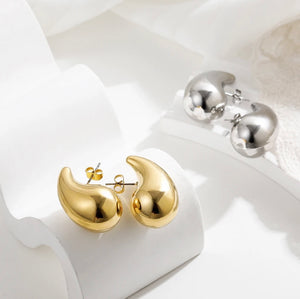 Stainless steel white gold earrings