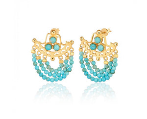 925 sterling silver earrings with gems stones and 24k gold plated 2.30cm-2.50cm