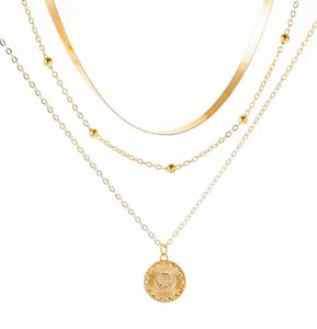 925 sterling silver triple necklace with 24k gold plated