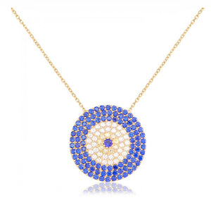 925 sterling silver evil eye necklace with 24K gold plated 2.20cm-2.20cm