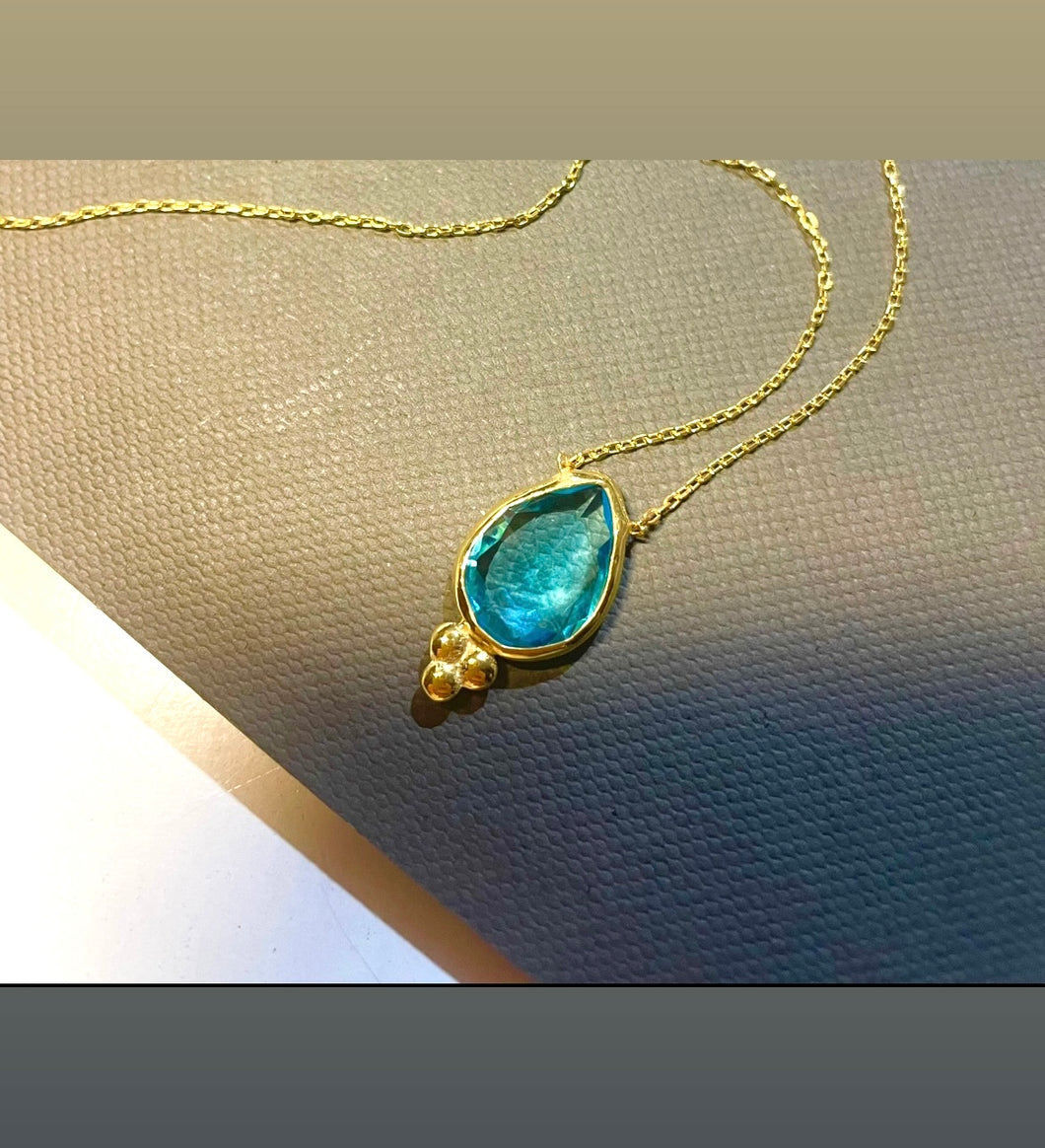 925 sterling silver necklace with gem stones and 24k gold plated 2cm-1cm
