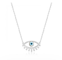 Load image into Gallery viewer, 925 Sterling Silver  Evil Eye Necklace with 24K white Gold Plated 1.40cm,2.30cm

