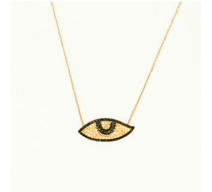925 sterling silver evil eye necklace with 24K gold plated 2.50cm-1m