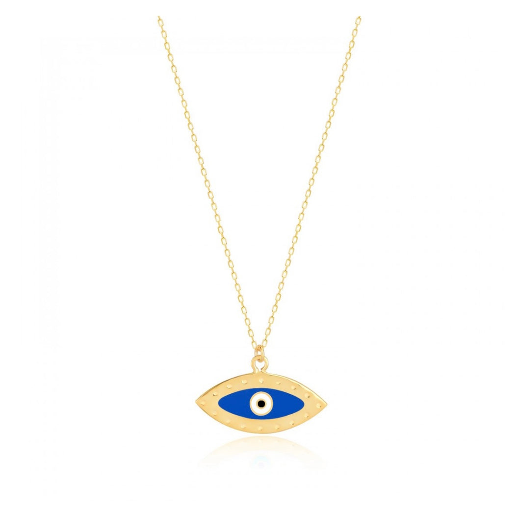 925 sterling silver evil eye necklace with 24K  gold plated  2.70cm-1.50cm