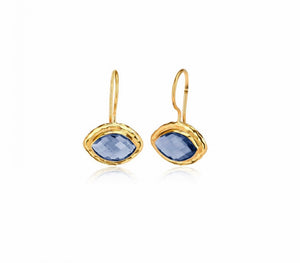 925 sterling silver earrings with gems stones and 24k gold plated 2,50cm-1.50cm