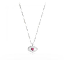 Load image into Gallery viewer, 925 Sterling Silver  Evil Eye Necklace with  24K white Gold Plated 1cm,0,70cm
