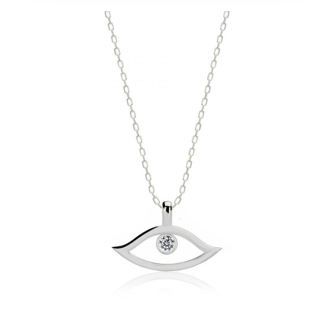925 sterling silver evil eye necklace with 24K gold plated 2cm-1.50cm