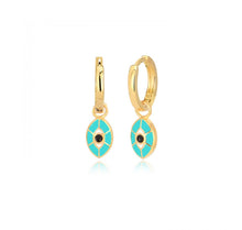 Load image into Gallery viewer, 925 sterling silver hoops evil eye earring with 24k gold plated 0.60cm-1cm
