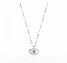 Load image into Gallery viewer, 925 Sterling Silver  Evil Eye Necklace with  24K white Gold Plated 1cm,0,70cm
