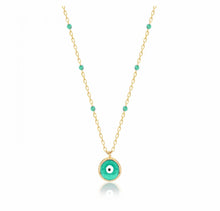 Load image into Gallery viewer, 925 sterling silver evil eye necklace with 24K  gold plated  0.70cm-0.70cm
