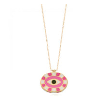 Load image into Gallery viewer, 925 Sterling Silver  Evil Eye Necklace with 24K Gold Plated 1.80cm-1.40cm
