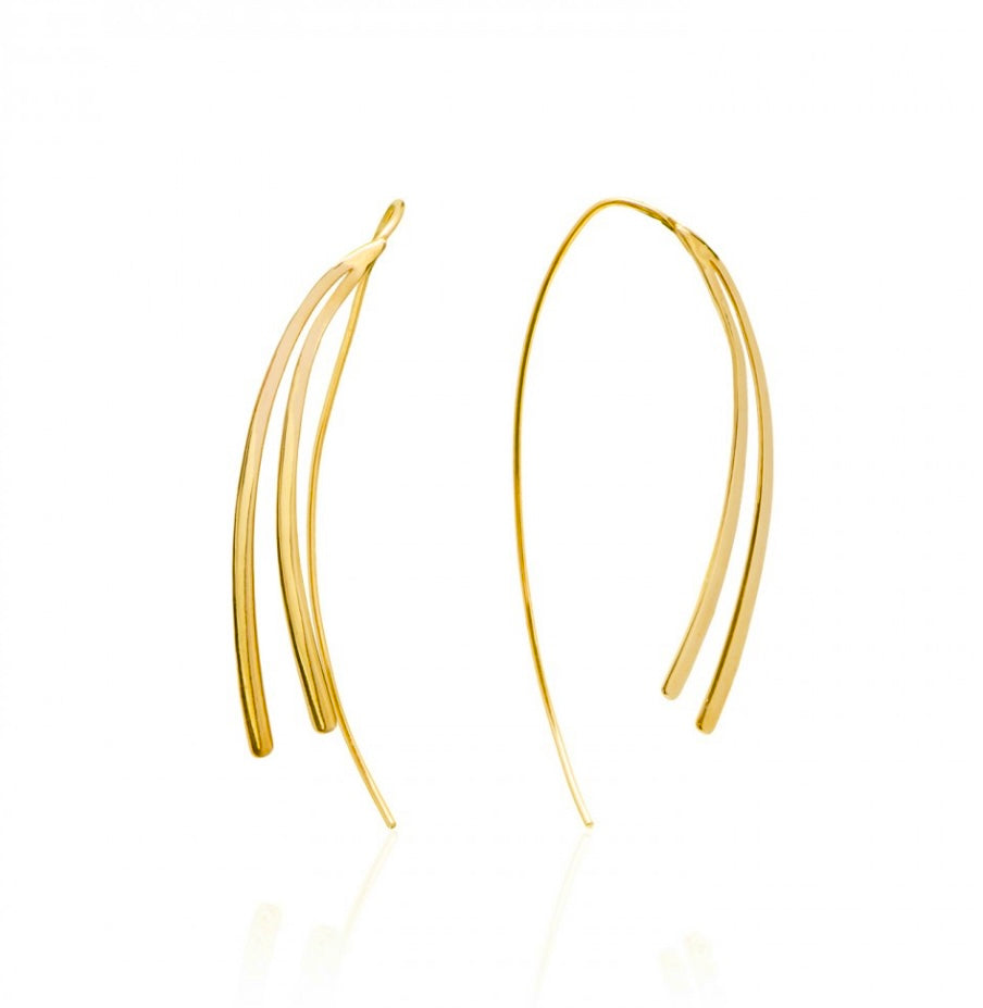 925 sterling silver earrings with 24k gold plated 7,50cm-0.80cm