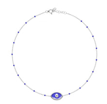 Load image into Gallery viewer, 925 Sterling Silver  Evil Eye Necklace with  24K white Gold Plated 0.80cm,0.50cm
