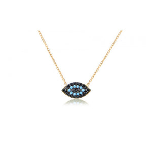 925 sterling silver evil eye necklace with 24K gold plated 1cm-0.60cm