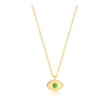 Load image into Gallery viewer, 925 Sterling Silver  Evil Eye Necklace with  24K Gold Plated 1cm,0,70cm
