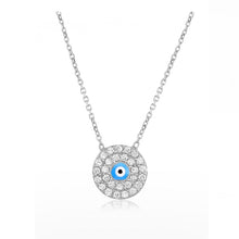 Load image into Gallery viewer, 925 sterling silver evil eye necklace with 24K white gold plated 0.90cm-0.90cm
