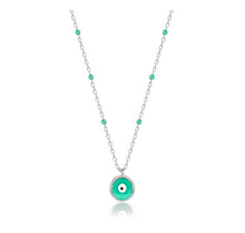 Load image into Gallery viewer, 925 sterling silver evil eye necklace with 24K white gold plated  0.70cm-0.70cm
