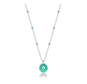 925 sterling silver evil eye necklace with 24K white gold plated  0.70cm-0.70cm