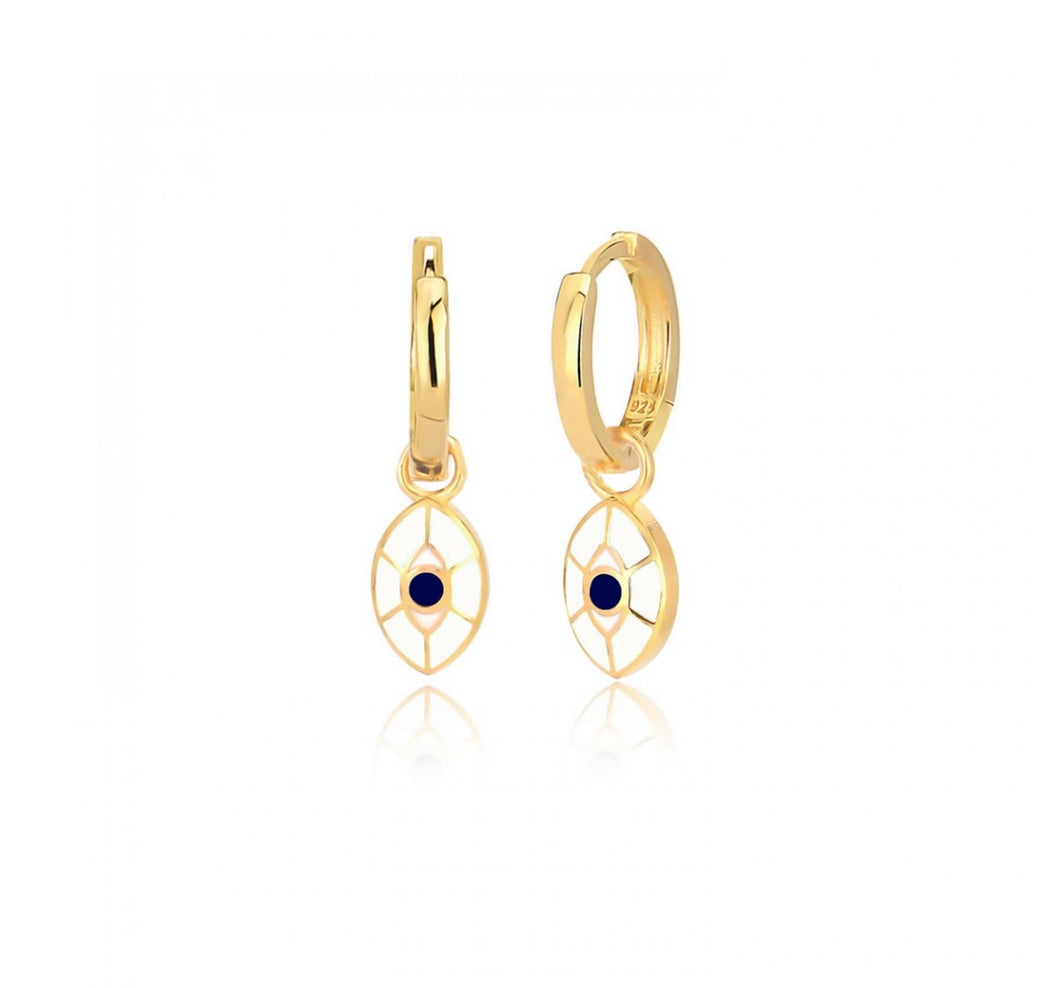 925 sterling silver hoops evil eye earring with 24k gold plated 0.60cm-1cm