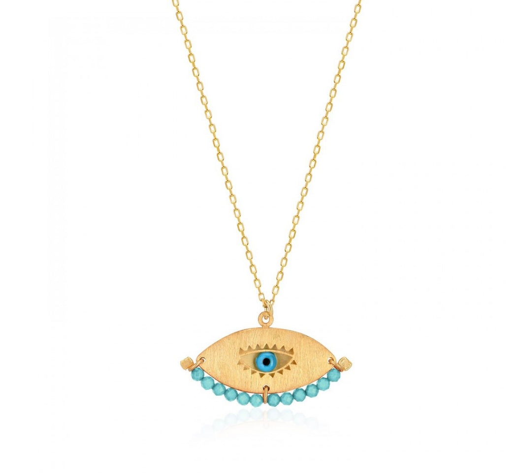 925 sterling silver evil eye necklace with 24K gold plated  1.40cm-2.80cm
