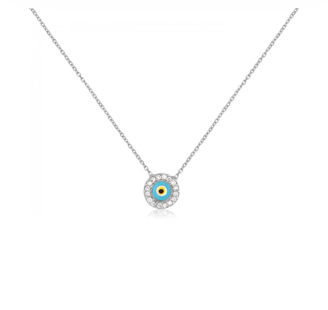 925 sterling silver evil eye necklace with 24K gold plated 0.60cm-0.60cm