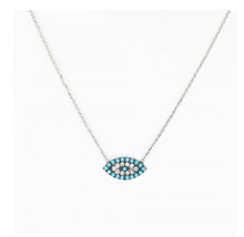 Load image into Gallery viewer, 925 sterling silver evil eye necklace with 24K white gold plated 1.20cm-0.70cm
