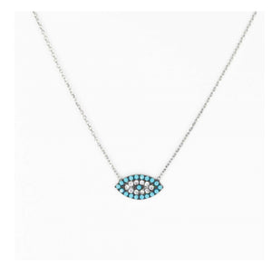 925 sterling silver evil eye necklace with 24K white gold plated 1.20cm-0.70cm
