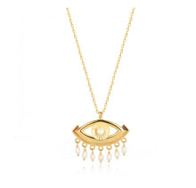 Load image into Gallery viewer, 925 sterling silver evil eye necklace with 24K gold plated  3.50cm-2.50cm
