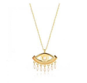 925 sterling silver evil eye necklace with 24K gold plated  3.50cm-2.50cm