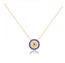 Load image into Gallery viewer, 925 sterling silver evil eye necklace with 24K gold plated  1cm-1cm
