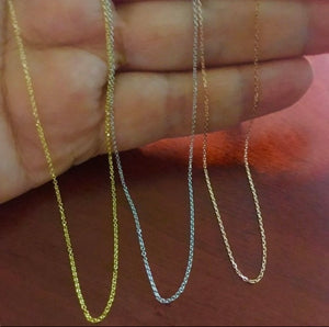 925 silver chain with 24k gold plated chain rolo  thin 0.01cmm