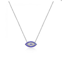 Load image into Gallery viewer, 925 sterling silver evil eye necklace with 24K gold plated 1.20cm-0.70cm
