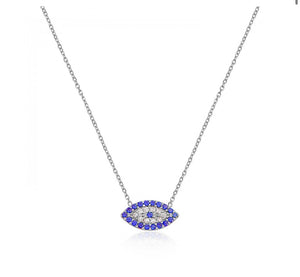 925 sterling silver evil eye necklace with 24K gold plated 1.20cm-0.70cm