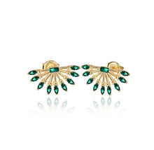 Load image into Gallery viewer, 925 sterling silver earrings with 24k gold plated and zirconia 1.70cm-0.90cm
