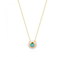 Load image into Gallery viewer, 925 sterling silver evil eye necklace with 24K gold plated  1.20cm-1.20cm
