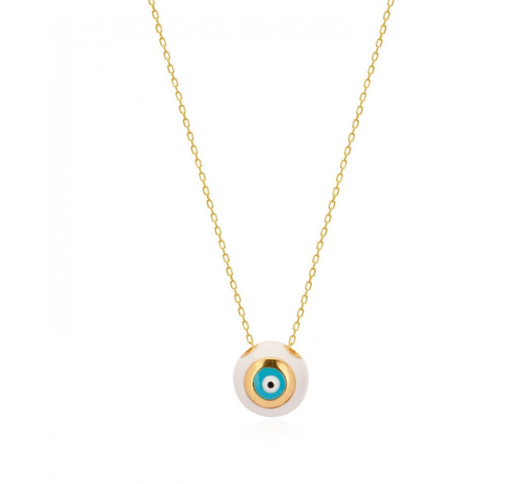 925 sterling silver evil eye necklace with 24K gold plated  1.20cm-1.20cm