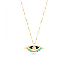 Load image into Gallery viewer, 925 sterling silver evil eye necklace with 24K gold plated 2.80cm
