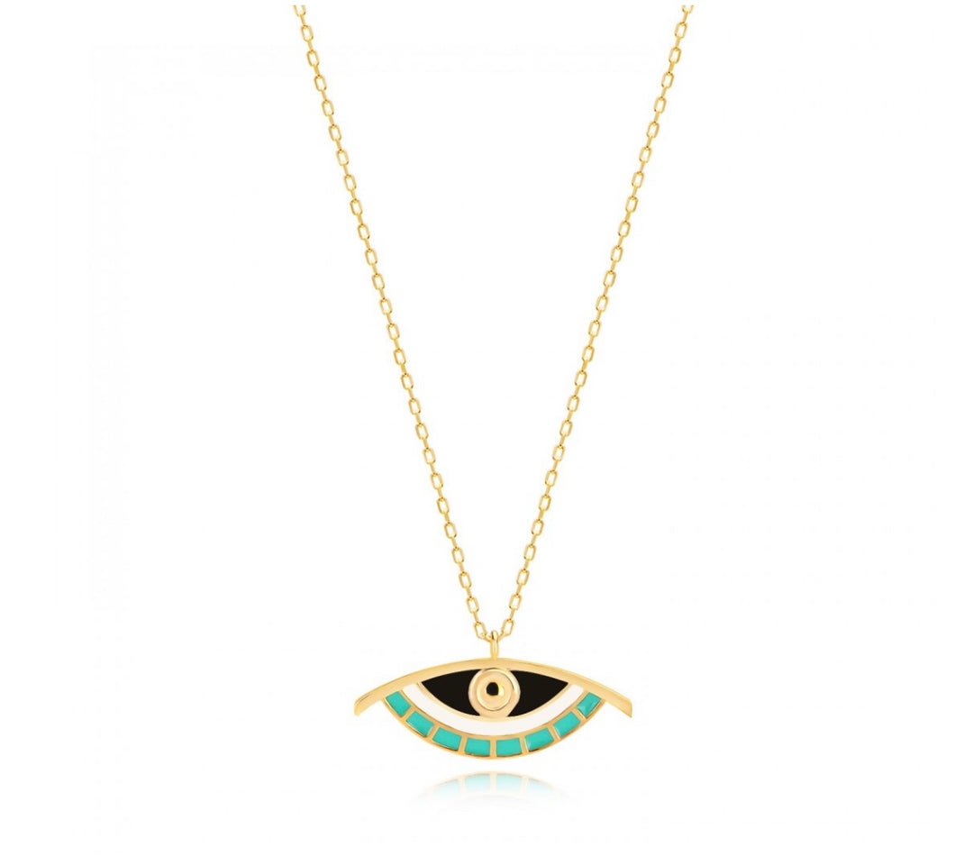 925 sterling silver evil eye necklace with 24K gold plated 2.80cm