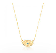 Load image into Gallery viewer, 925 Sterling Silver  Evil Eye Necklace with 24K Gold Plated 1.40cm,0.80cm
