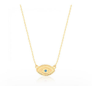 925 Sterling Silver  Evil Eye Necklace with 24K Gold Plated 1.40cm,0.80cm