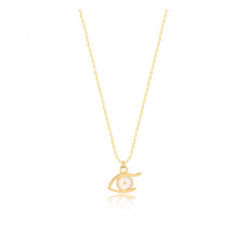 Load image into Gallery viewer, 925 sterling silver evil eye necklace with 24K gold plated  1cm-0.50cm
