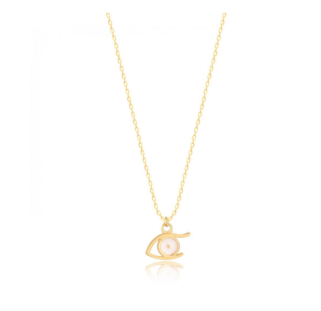 925 sterling silver evil eye necklace with 24K gold plated  1cm-0.50cm