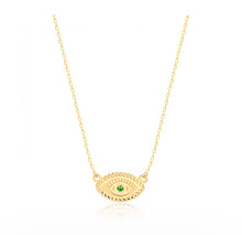Load image into Gallery viewer, 925 Sterling Silver  Evil Eye Necklace with 24K Gold Plated 1.40cm,0.80cm
