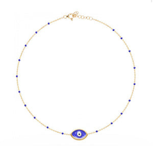 925 Sterling Silver  Evil Eye Necklace with  24K Gold Plated 0.80cm,0.50cm
