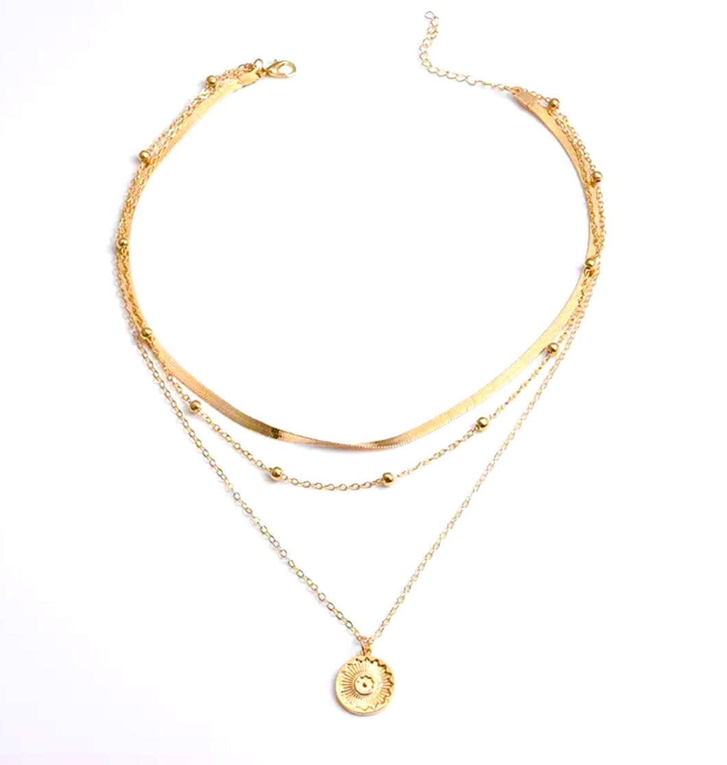 925 sterling silver triple necklace with 24k gold plated